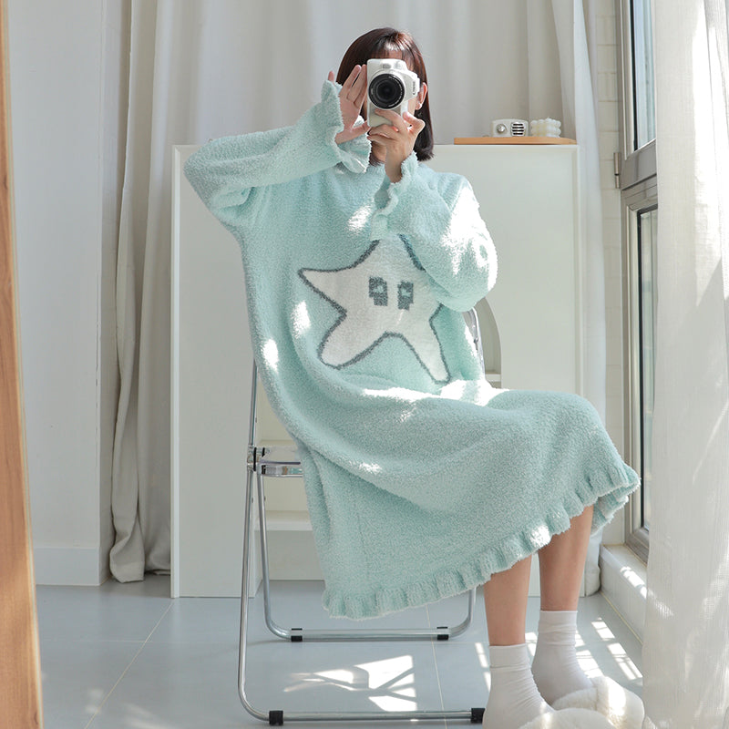 cute dress pajamas Generic Women's Cotton Nightgown Cute Pajamas Summer Long Vintage Short Sleeve Ruffle Comfy Soft Sleepwear Blue Small at Amazon Women's Clothing store