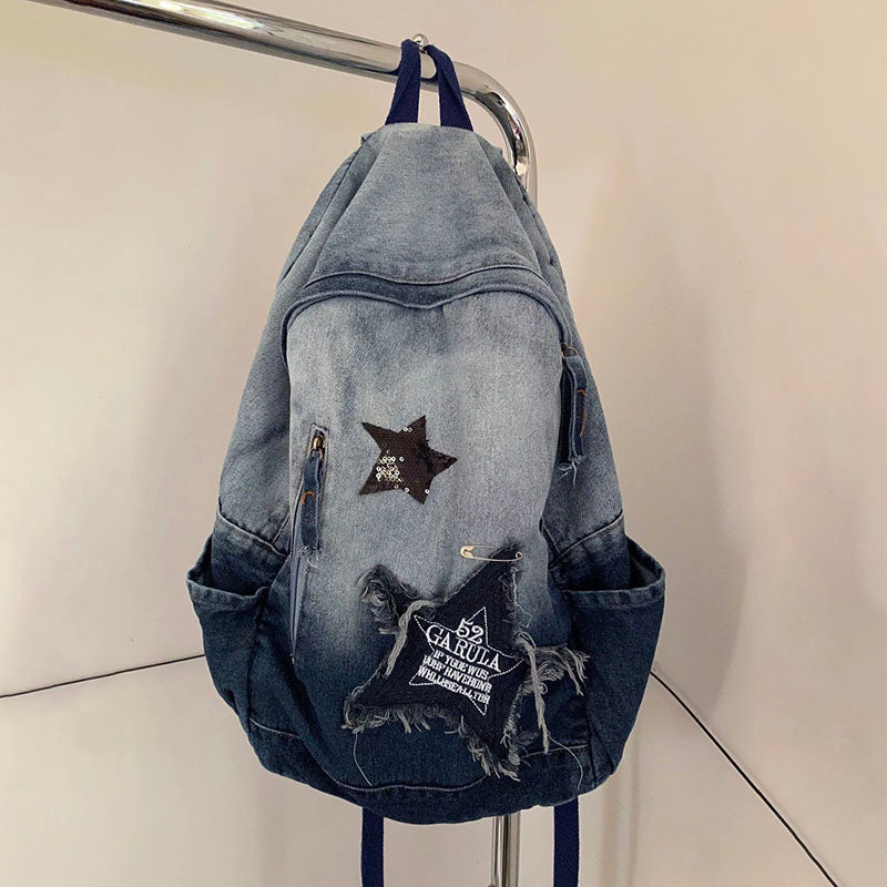 Stars Embroidery Denim Backpack – Juwas