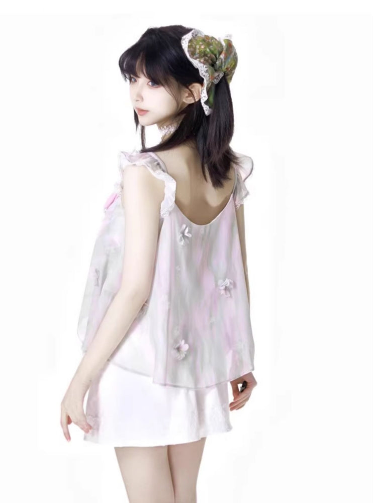 Vacation beach 3D floral top / long skirt / shorts