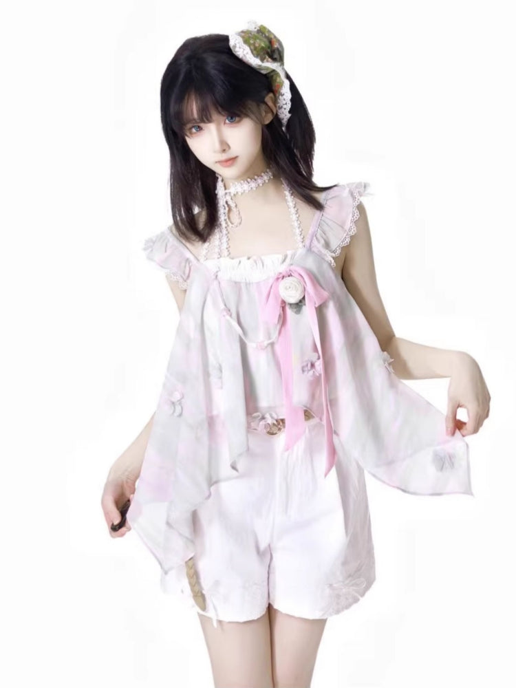 Vacation beach 3D floral top / long skirt / shorts