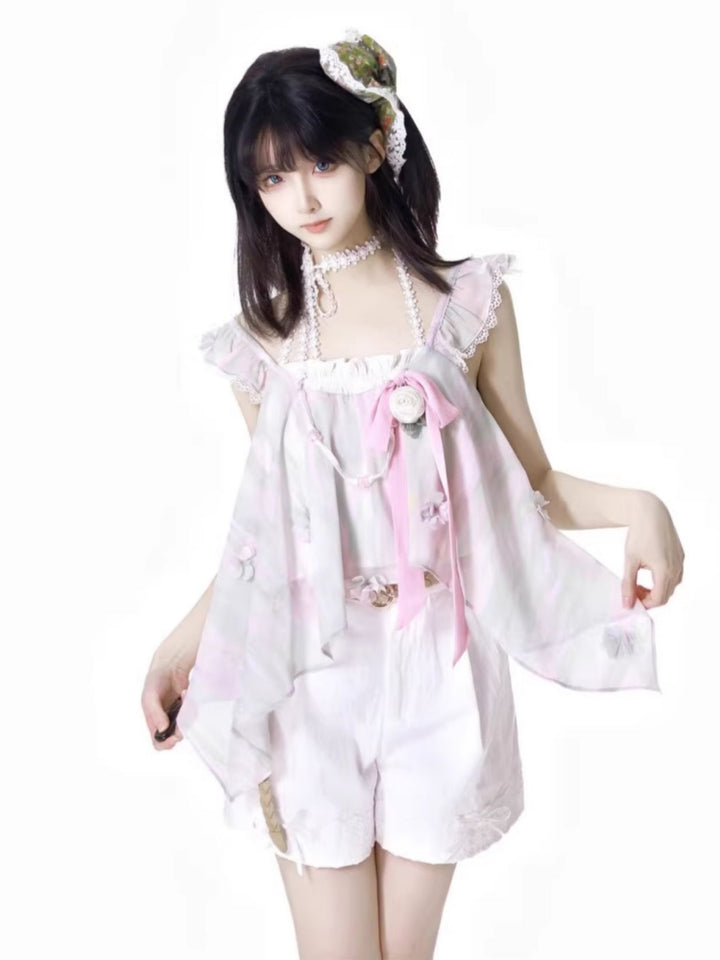 Vacation beach 3D floral top / long skirt / shorts