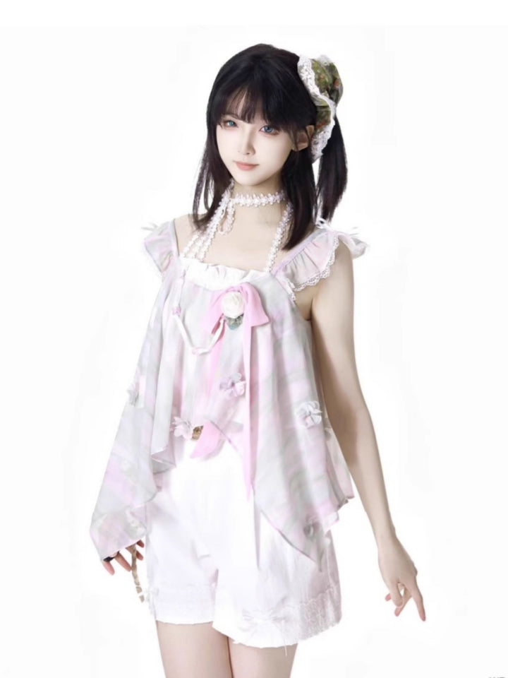 Vacation beach 3D floral top / long skirt / shorts