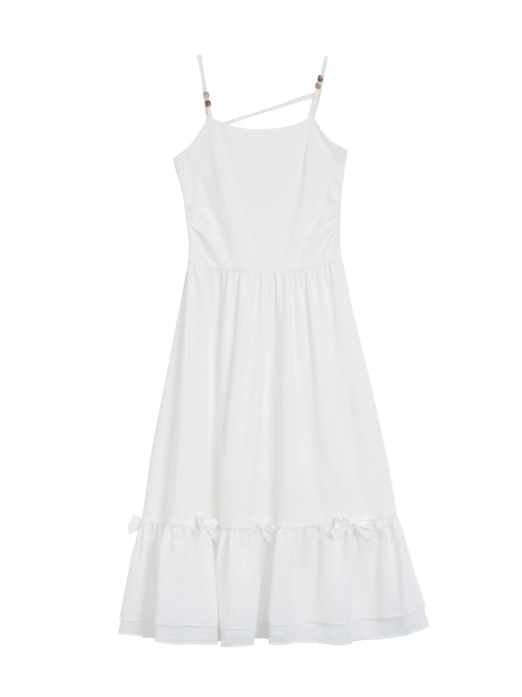 Spring Summer Green White Dress / Off Shoulder Top