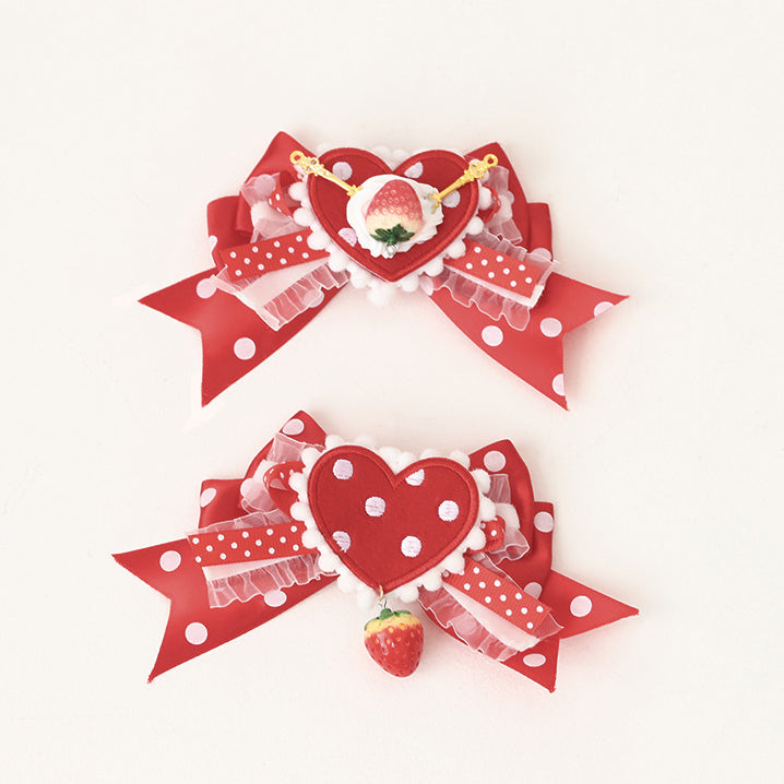 Red Polka Dot Strawberry Hair Clip