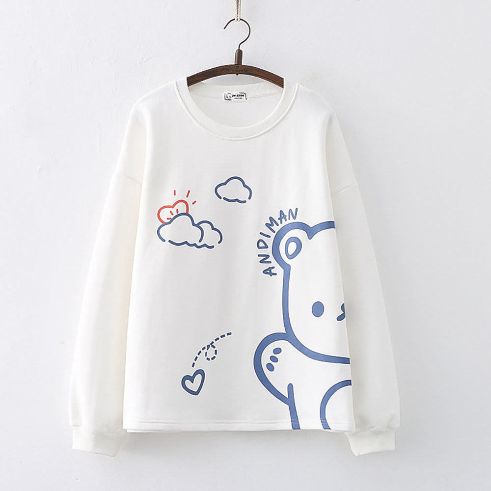 Cartoon Bear Cloud Print Sweatshirt