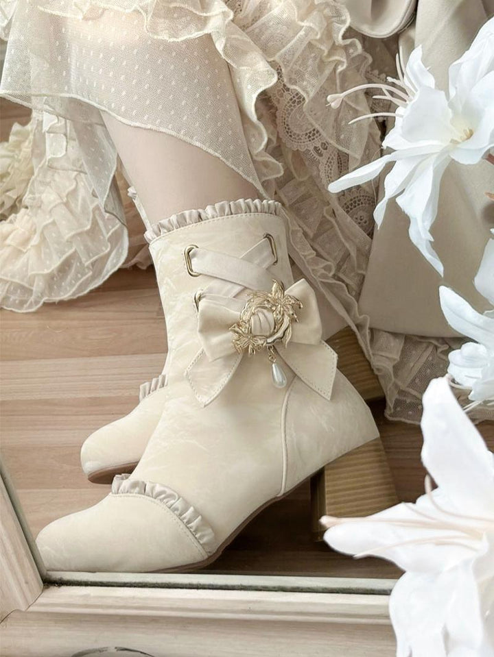 Apricot French Autumn-Winter Elegant Lolita Boots