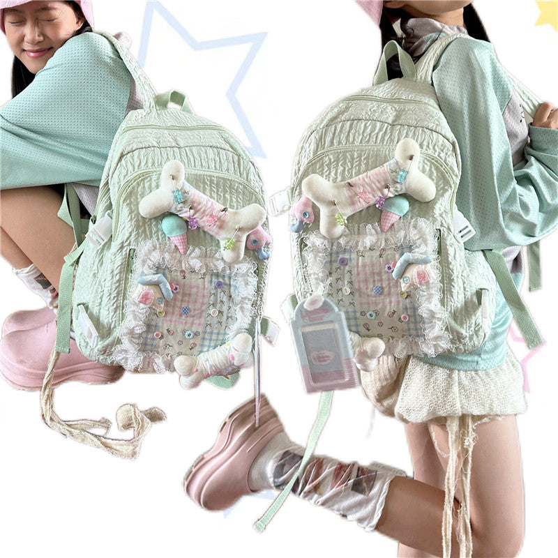 Pastel Mint Bubble Fabric Backpack