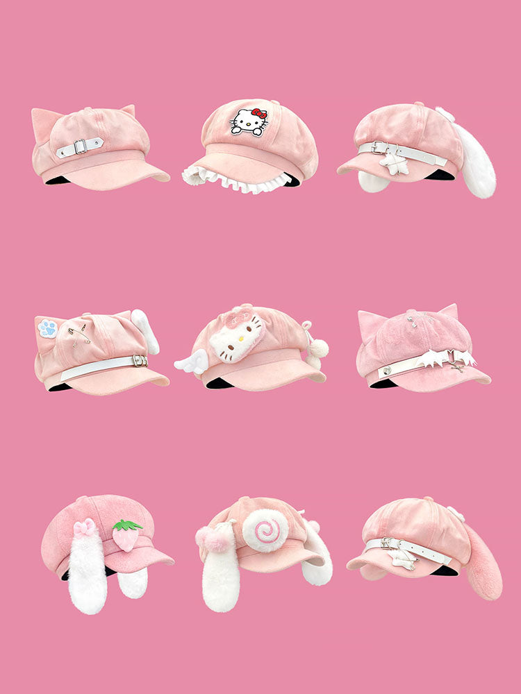 Cute Pink Anime Cat Ear Caps