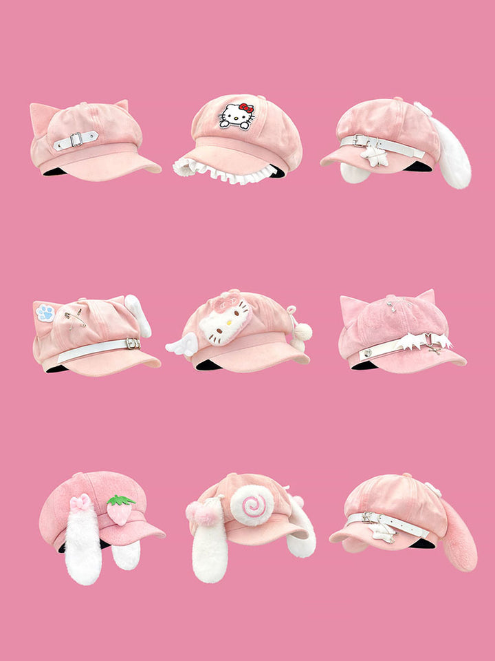 Cute Pink Anime Cat Ear Caps