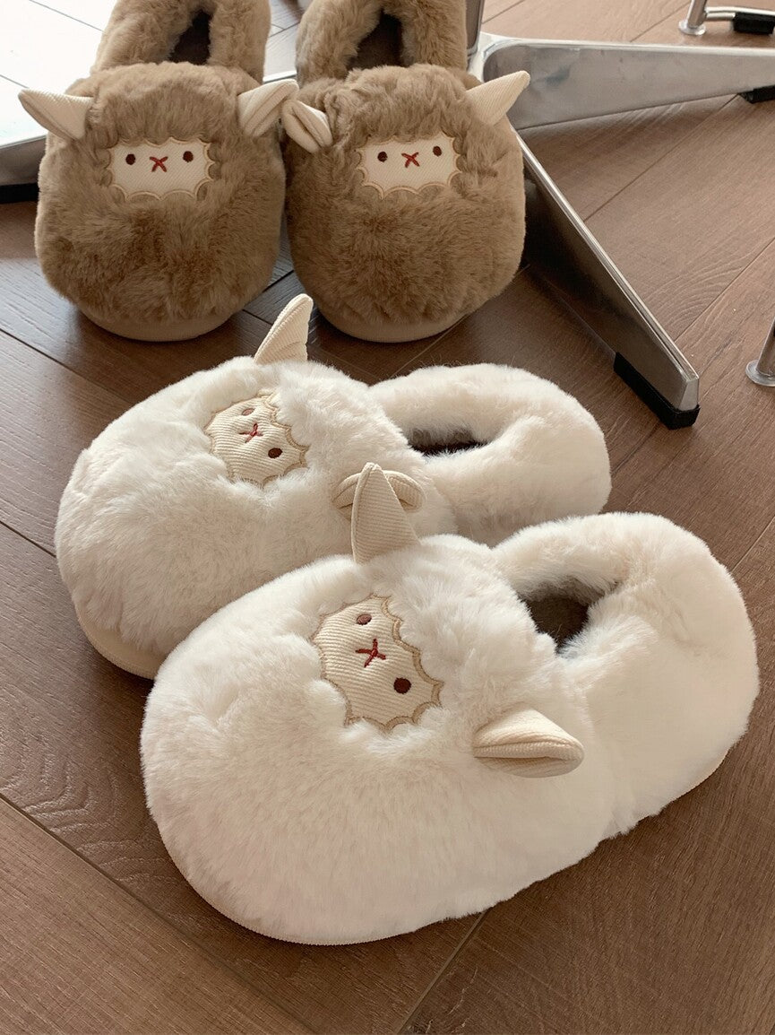 Lovely Sheep Plush Slippers