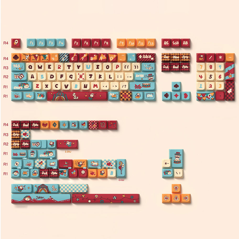 Cat Circus Theme Keycap Set for Mechanical Keyboards