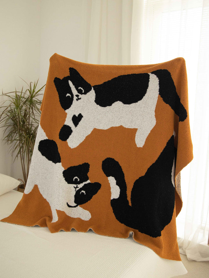 Cow Pattern Cat Printed Plush Blanket