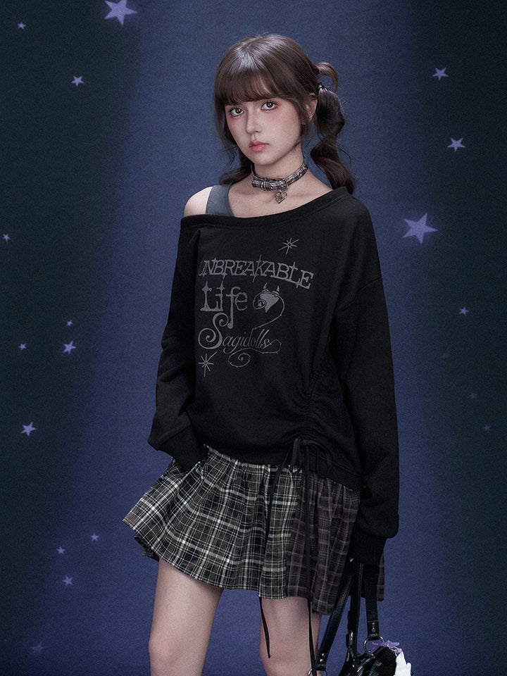 Dark Graffiti Faux Two Piece Dress