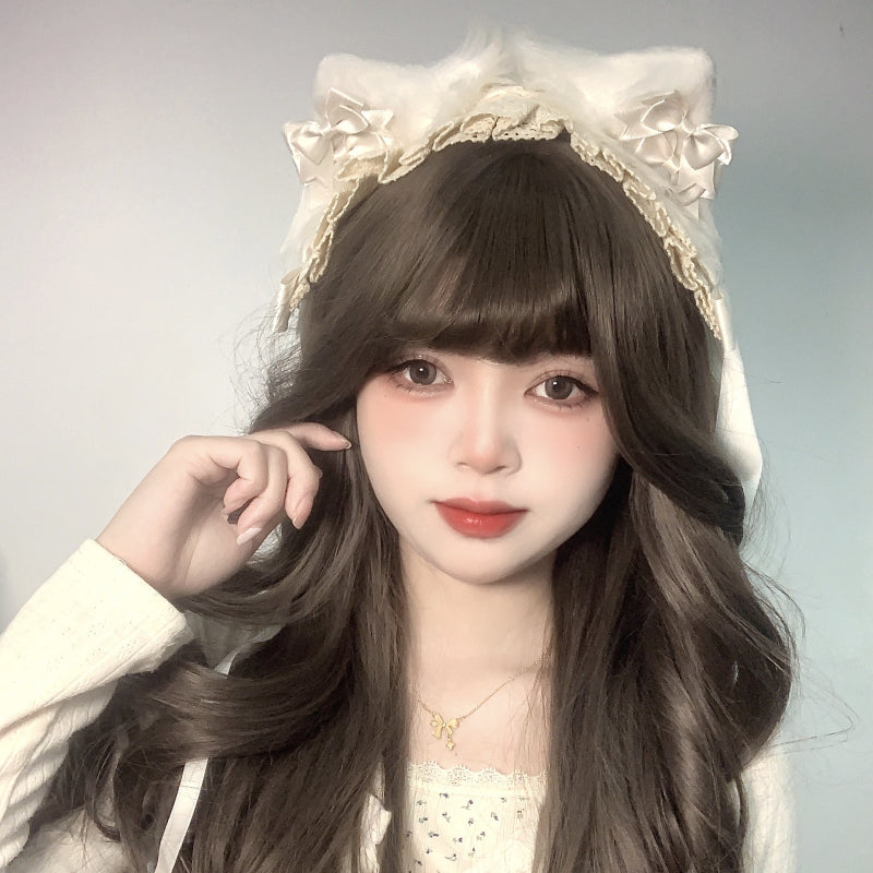 Japanese White Cat Ear Bow Headband