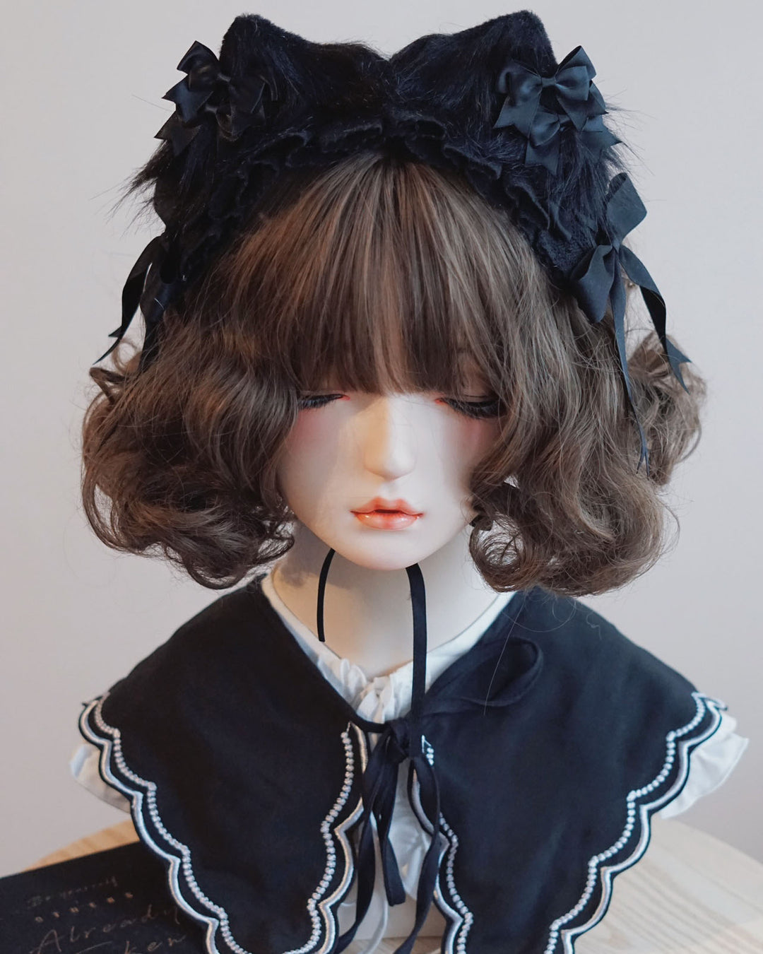 Black Bow Lace Cat Ear Headband