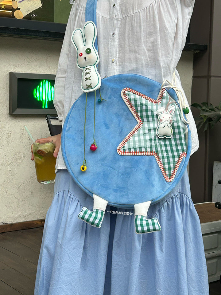 Star Patch Round Crossbody Bag