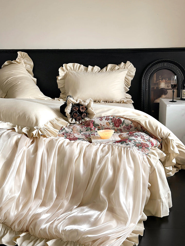 Princess Romantic Floral Cotton Ruffled Duvet Cover