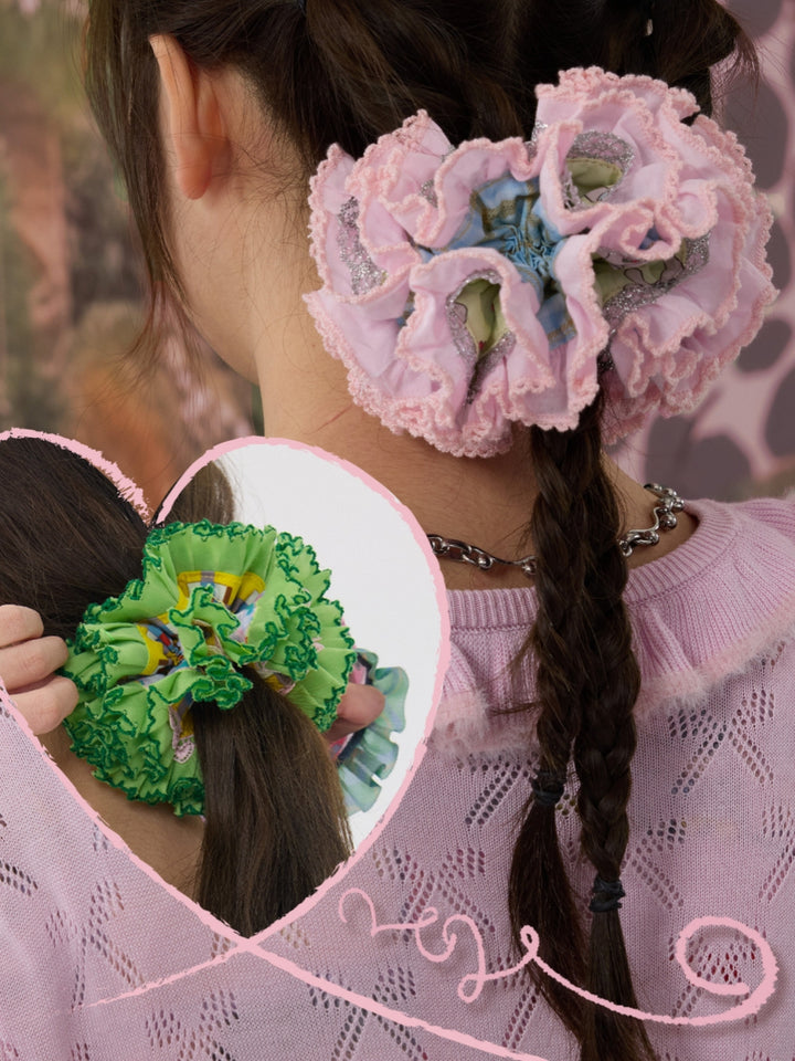 Floral Lace Ruffle Scrunchie
