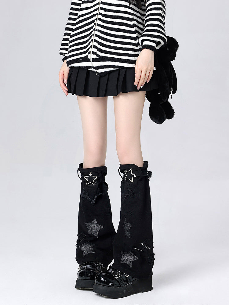Y2K Star Leg Warmers with Buckle Strap