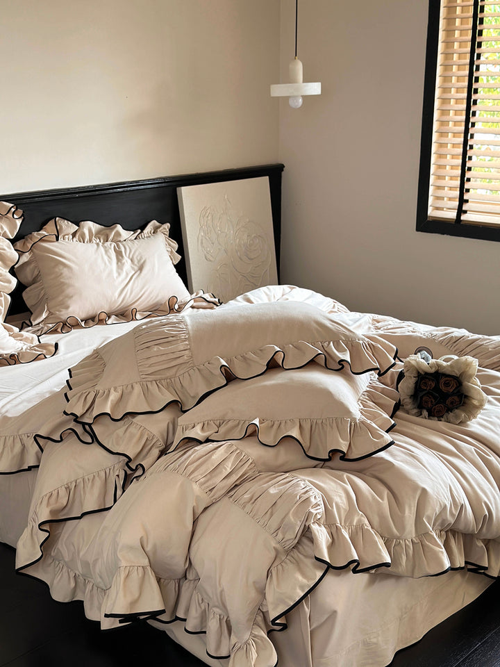 Luxury Style Lotus Leaf Edge Cotton Bedding Set
