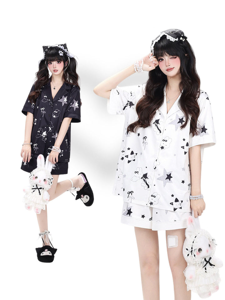 Star Bunny Print Pajama Set