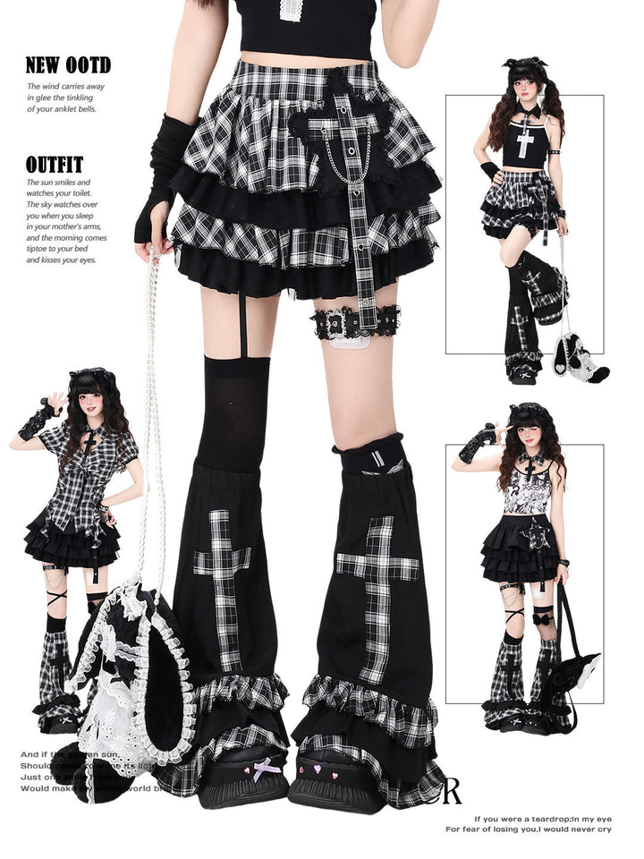 Plaid Layered Ruffle Mini Skirt