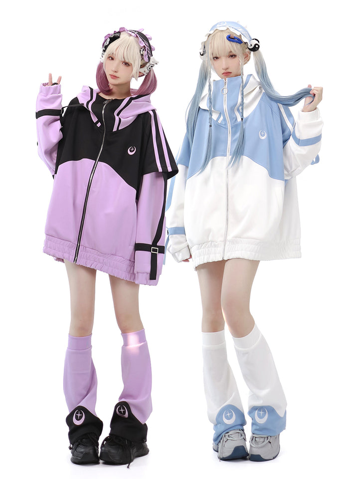Starwave Signal Cyber Y2K Hooded Jacket Shorts Leg Warmers Headband