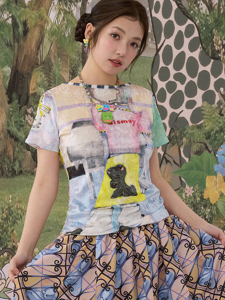 Pastel Puzzle Print Tee