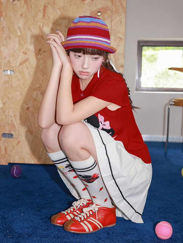 Multicolor Striped Crochet Bucket Hat