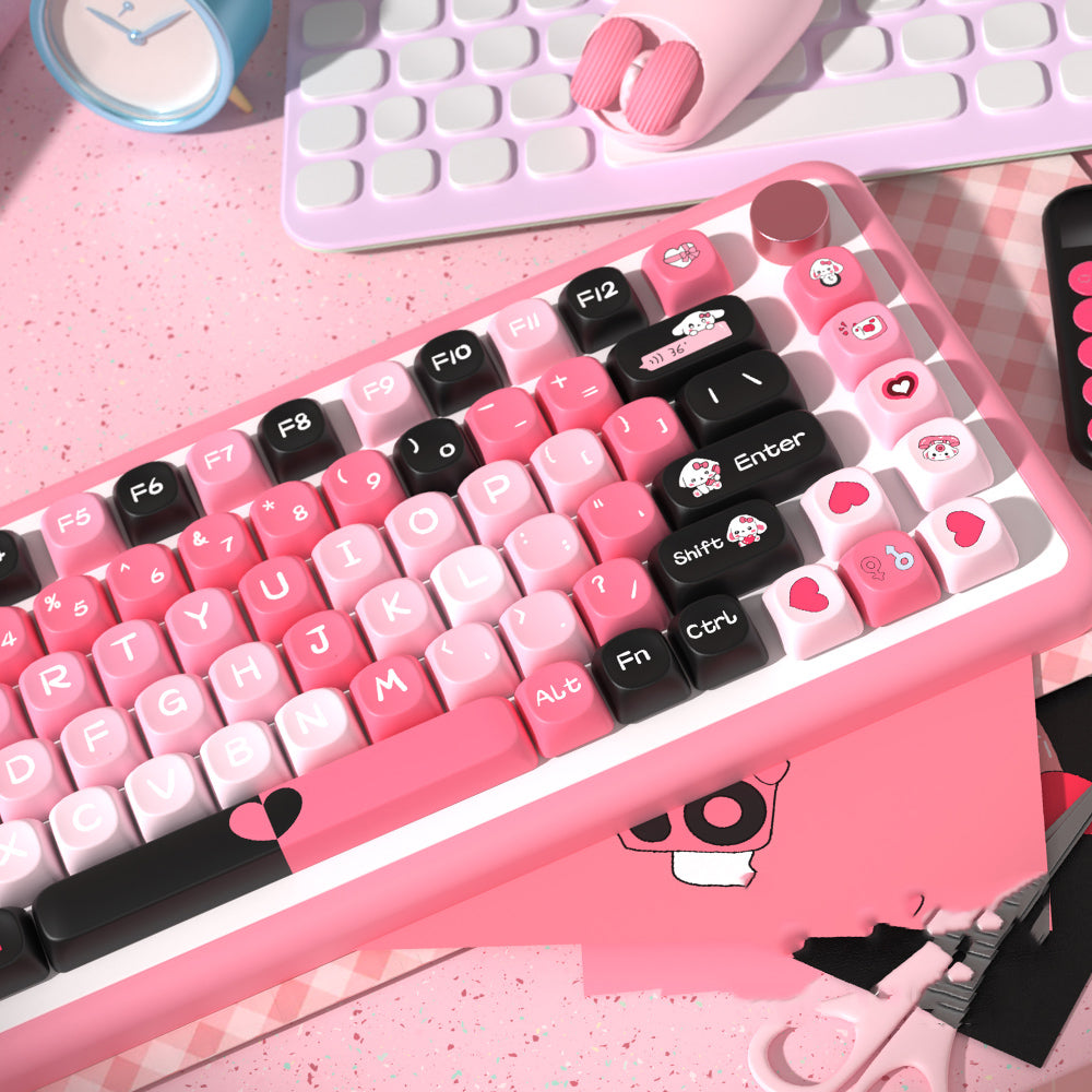 Red and Black Heart Theme Keycaps Set for Mechanical Keyboards