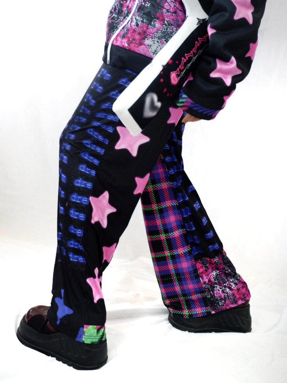 Y2K Pink Star Plaid Wide Leg Pants