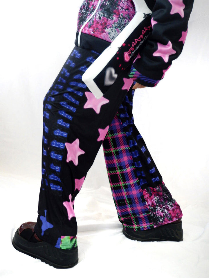 Y2K Pink Star Plaid Wide Leg Pants