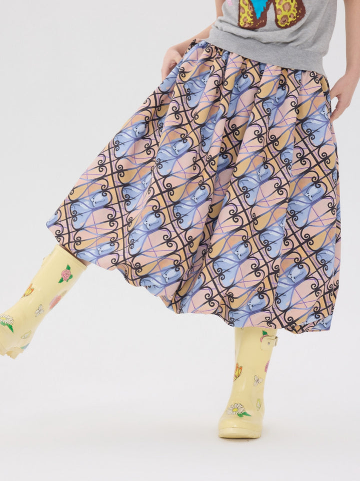 Pastel Animal Print Flare Skirt