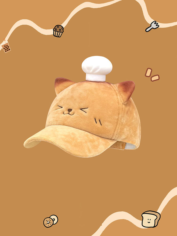 Plush Cat Chef Ear Baseball Cap