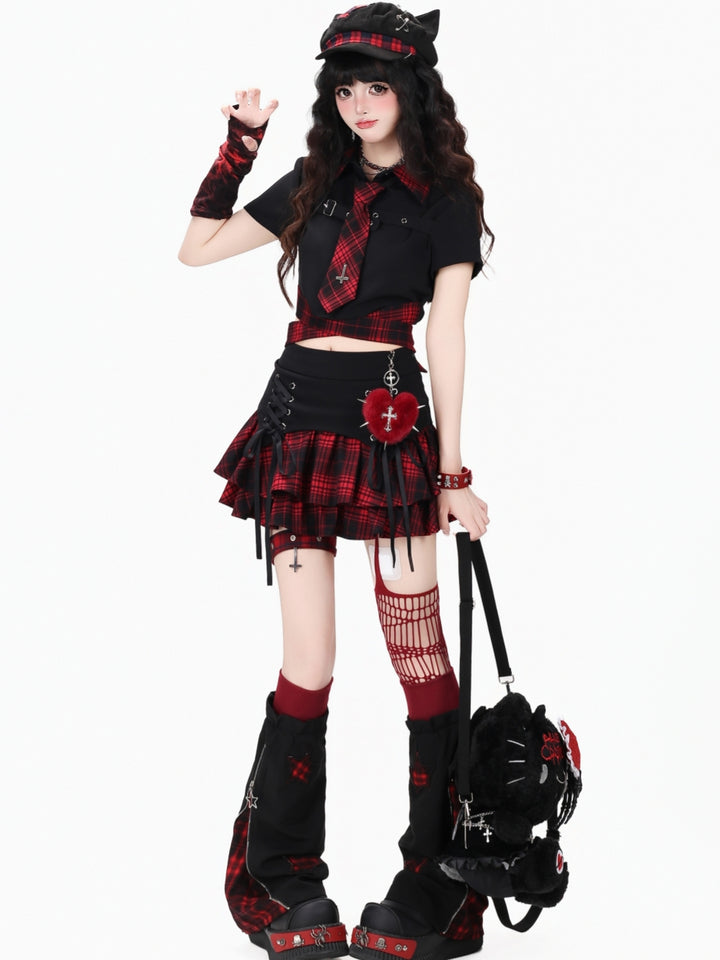 Plaid Star Panel Leg Warmers