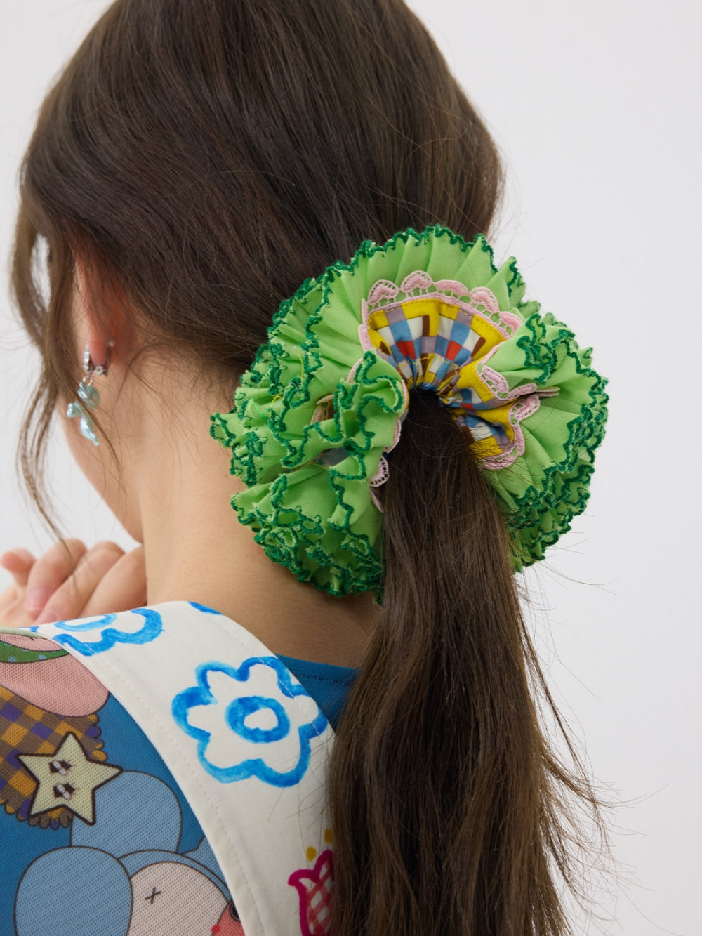 Floral Lace Ruffle Scrunchie