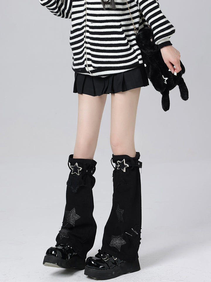 Y2K Star Leg Warmers with Buckle Strap