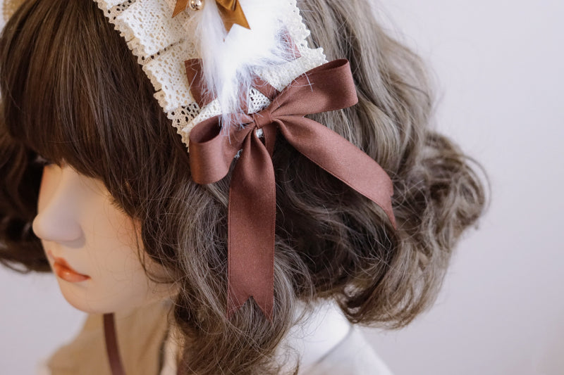 Lolita Brown Bow Bell Cat Ear Headband