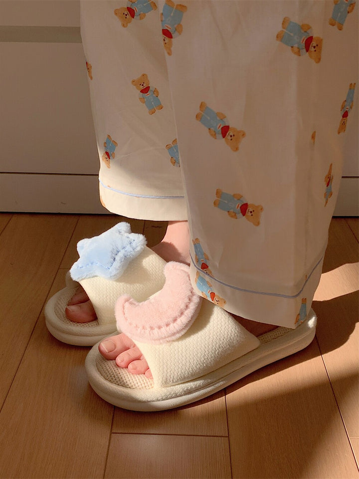 Moon Star Linen Slipper