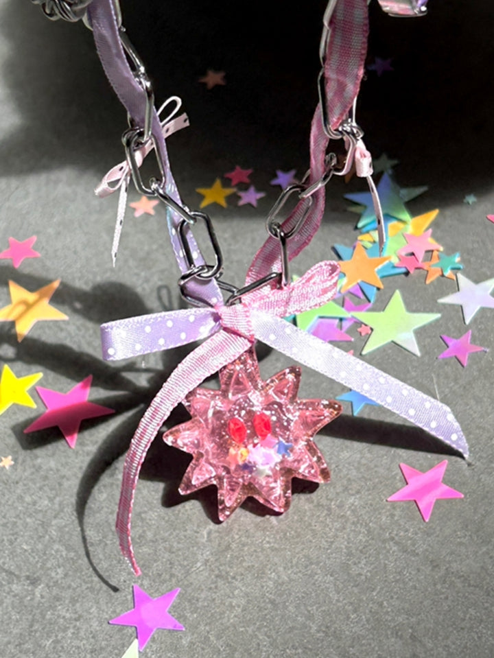 Pink Ribbon Star Charm Necklace