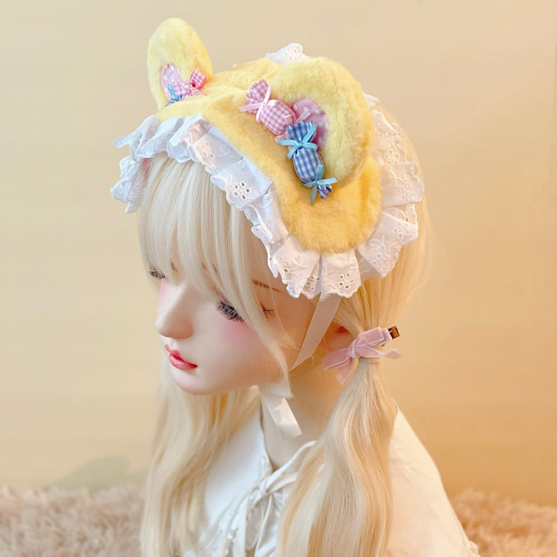 Yellow and Pink Plush Bear Candy Headband