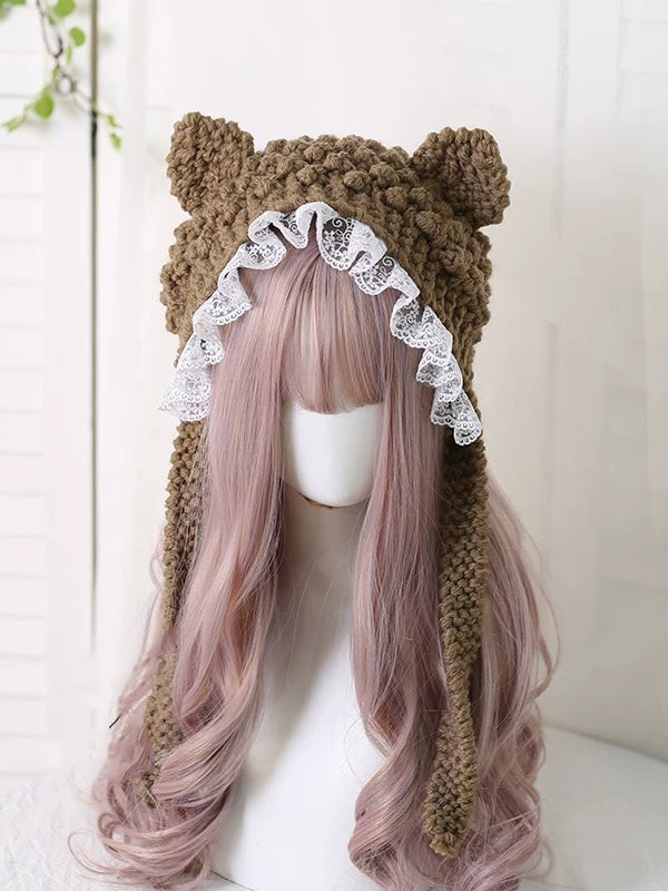 Cat Ear Bowknot Knitted Hat