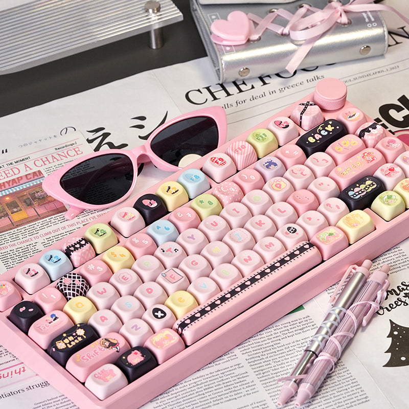 Cute Pink & Pastel Keycaps Set for Mechanical Keyboard