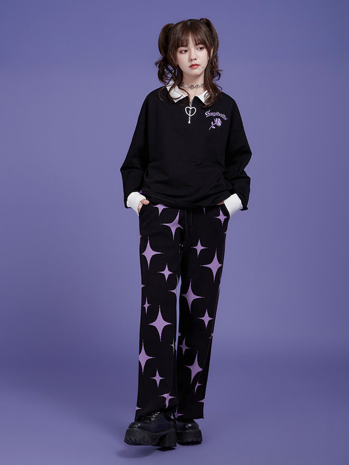 Black Viscose Nylon Blend Pants