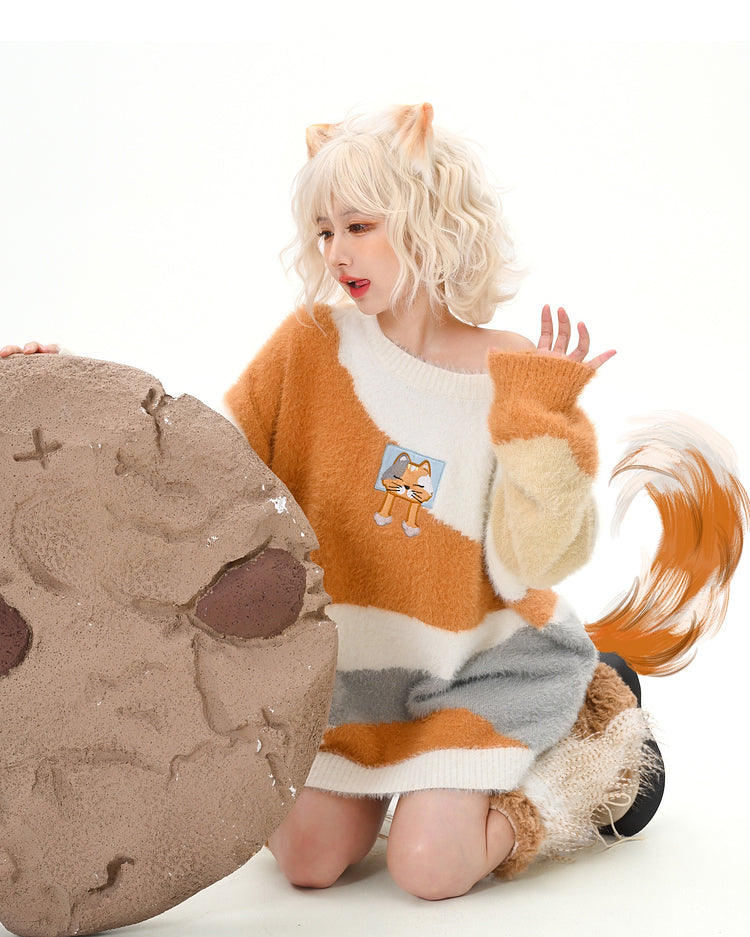 Cute Cat Faux Mink Fleece Sweater