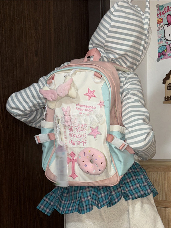 Pastel Pink Mint Colorblock Backpack