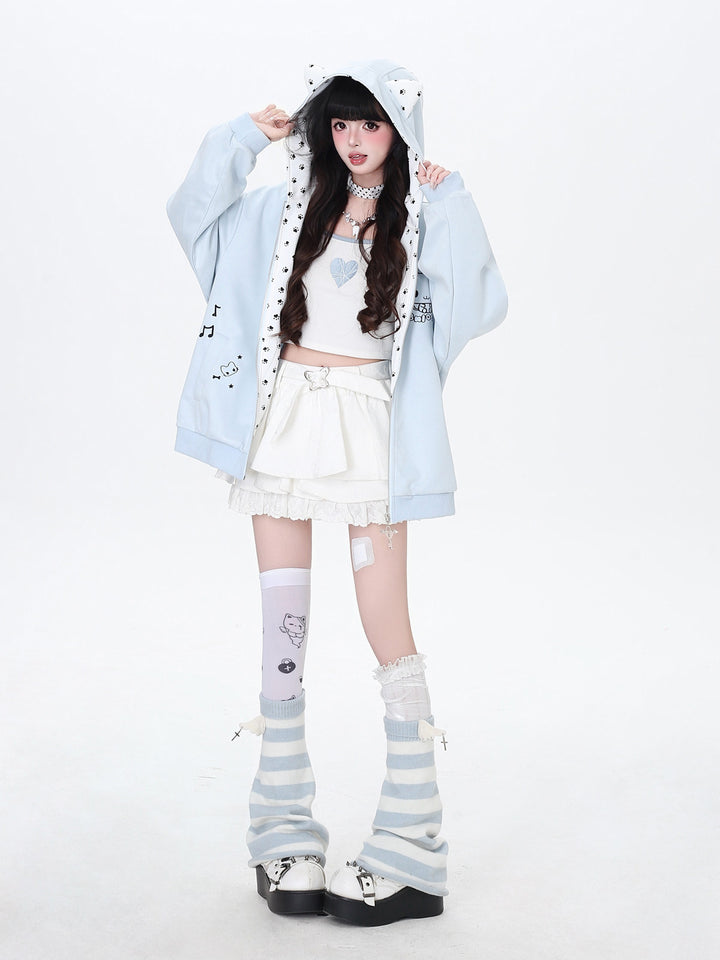 Kawaii Paw Print Cat Ear Hoodie