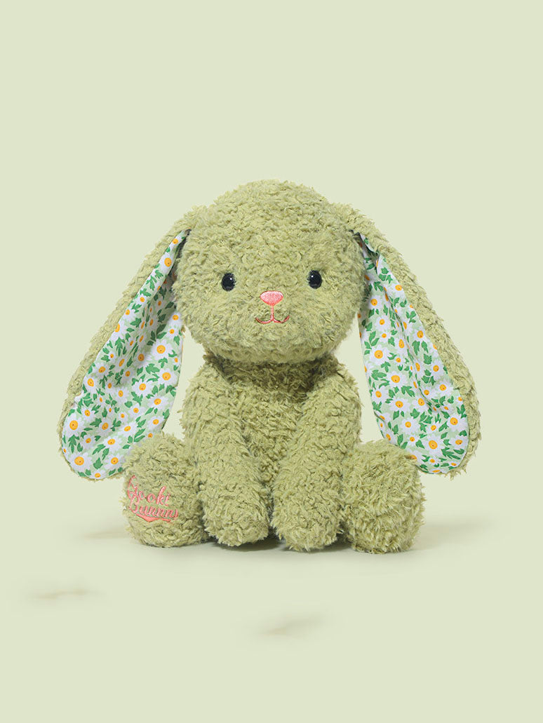 Green Floral Ear Bunny Plush Toy