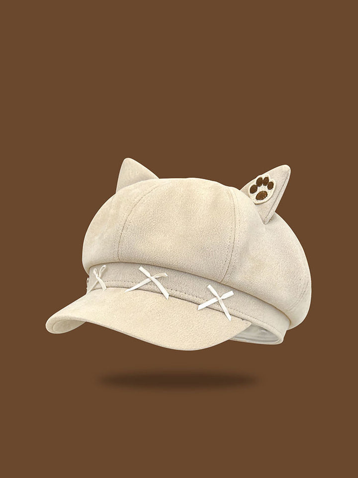 Cute Cat Ear Cross Ribbon Cap