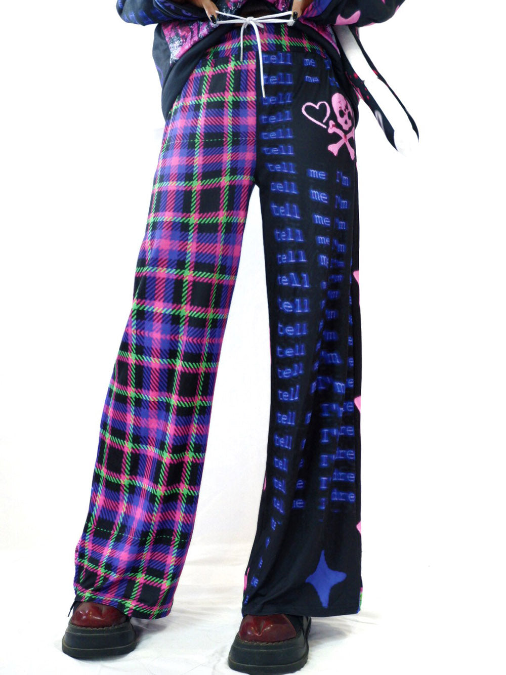 Y2K Pink Star Plaid Wide Leg Pants